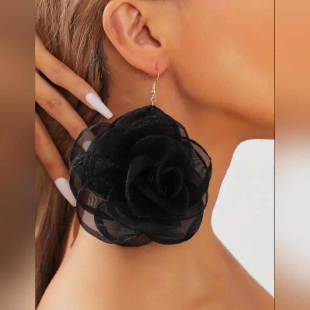 Trendy big flower handmade earrings